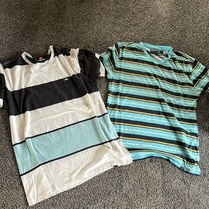 Two striped v neck tee shirts size XL quicksilver